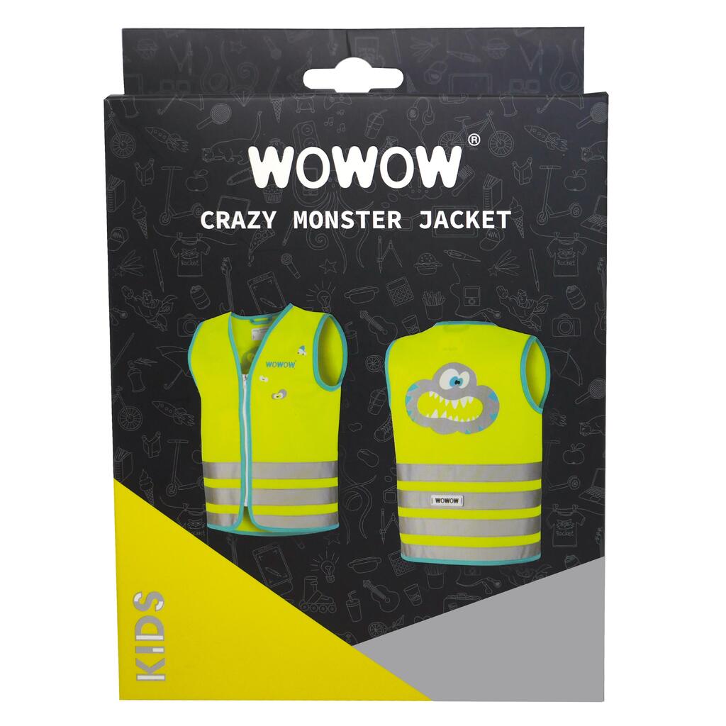 Kids' High Visibility Cycling Safety Gilet Wowow Crazy Monster - Yellow