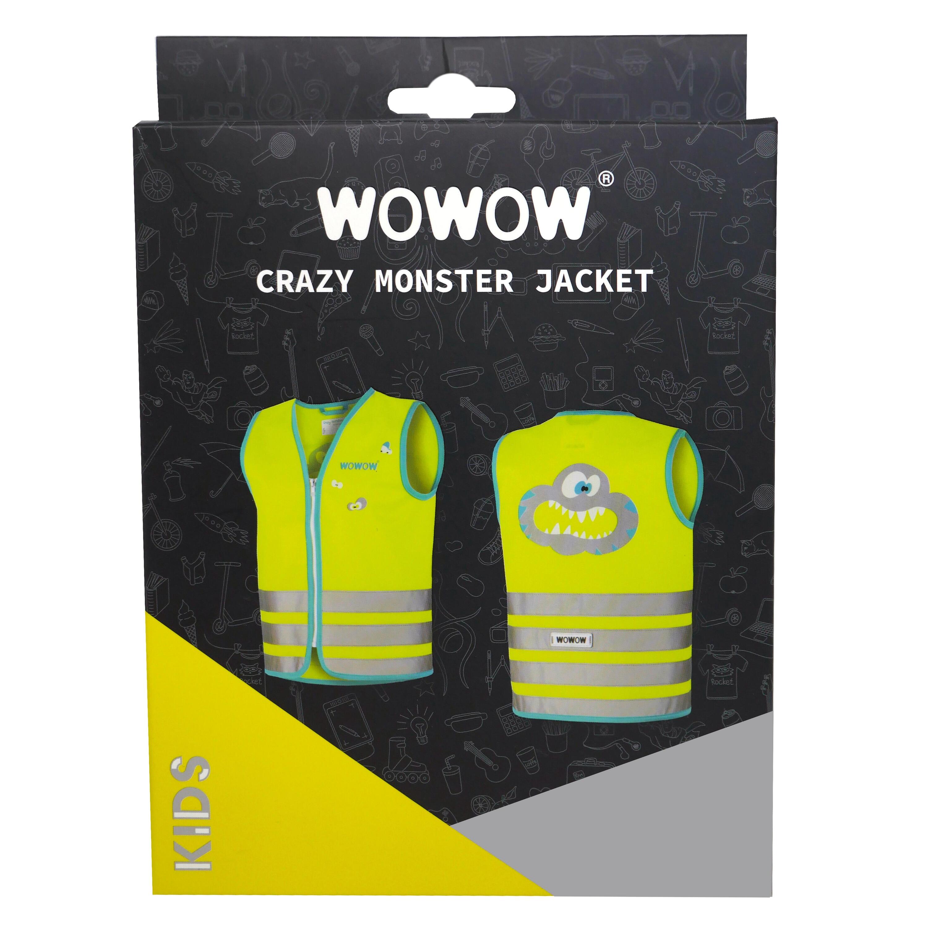 Kids' High Visibility Cycling Safety Gilet Wowow Crazy Monster - Yellow 3/3