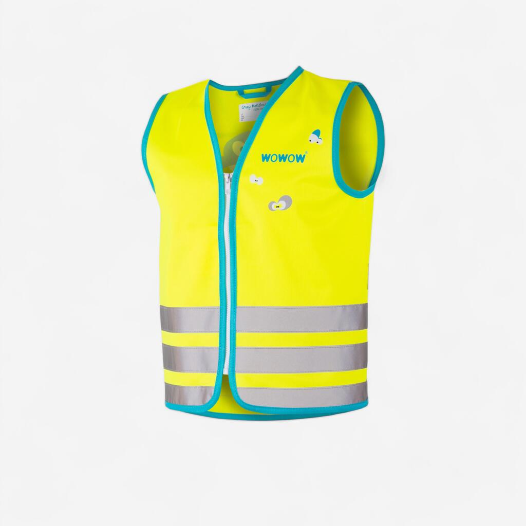 Kids' High Visibility Cycling Safety Gilet Wowow Crazy Monster - Yellow