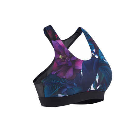 Women's Medium Support Racer Back Sports Bra with Cups - Multicoloured