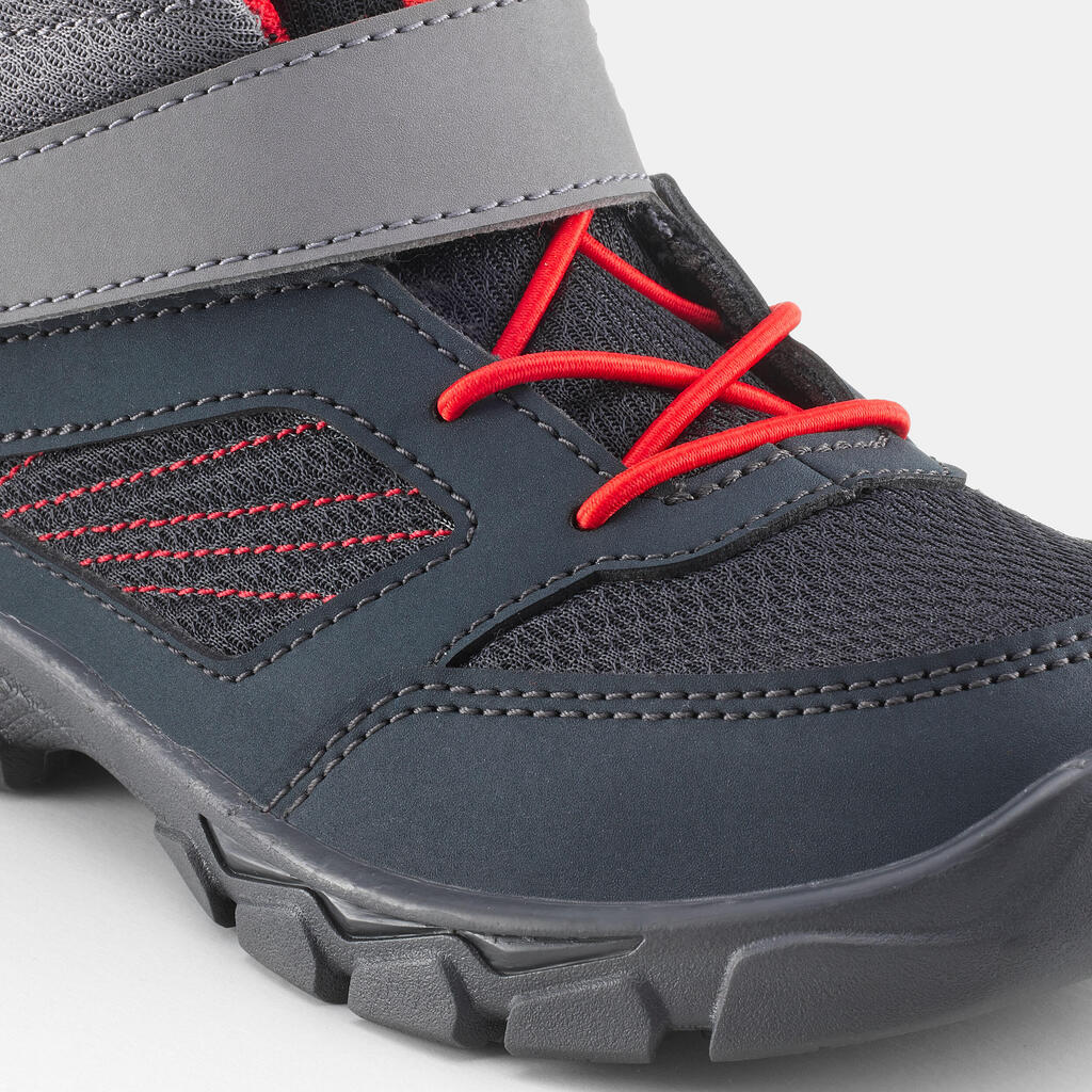 Botas senderismo niños tira autoadherente MH100 MID gris oscuro del 24 a 34