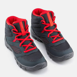 Kids’ mid-rise laced hiking boots, UK sizes JR 2.5 - 5, NH100 - Grey