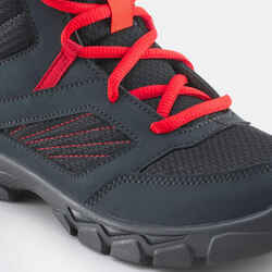 Kids’ Lace-up Hiking Shoes MH100 MID from size 2 TO 5 Dark Grey