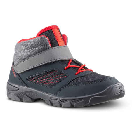 Kids’ Hiking Shoes with Rip-tab MH100 Mid from Jr size 7 to Adult size 2 Dark Gr