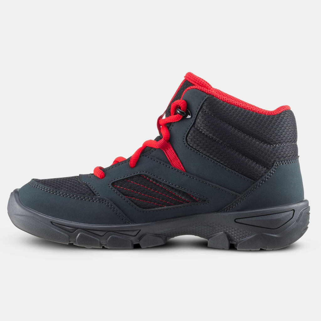 Botas de senderismo con agujetas gris oscuro para niños del 35 al 38 MH100 MID