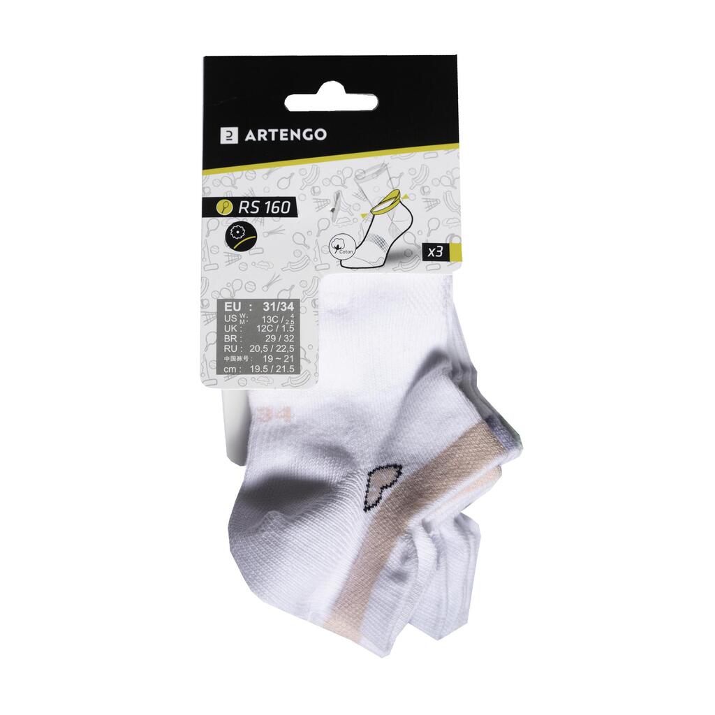 Kids' Low Tennis Socks RS 160 Tri-Pack - Green/Purple