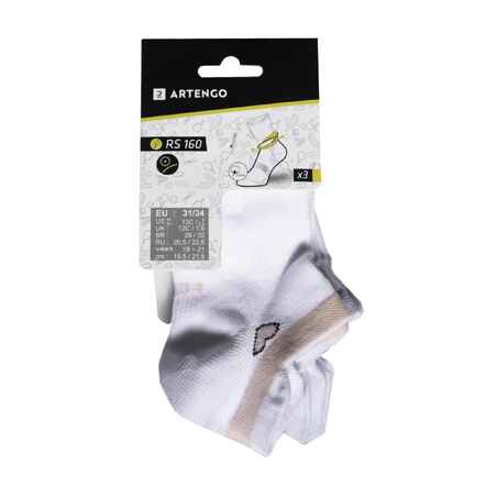 Kids' Low-Cut Sports Socks RS 160 Tri-Pack - White/Heart Logo
