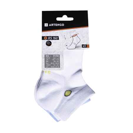 Kids' Mid-Cut Sports Socks RS 160 Tri-Pack - White/Blue Logo