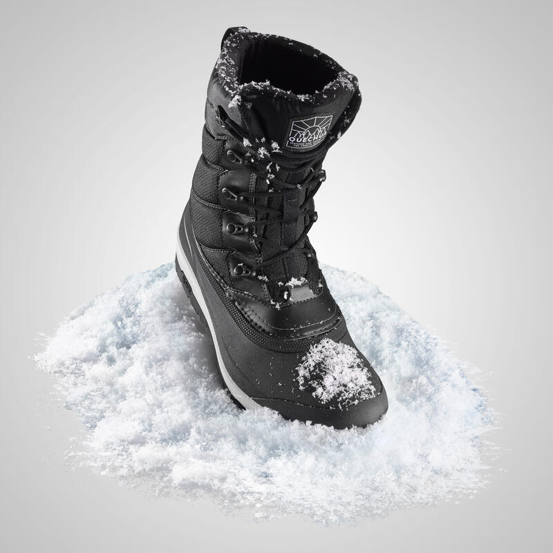 Cizme Șiret Iarnă Călduroase Impermeabile Drumeție pe zăpadă SH500 Negru Bărbaţi