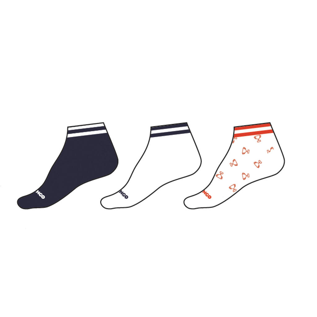 CHAUSSETTES TENNIS ENFANT MI-HAUTES ARTENGO  RS 160 MARINE BLANC ROUGE LOT DE 3