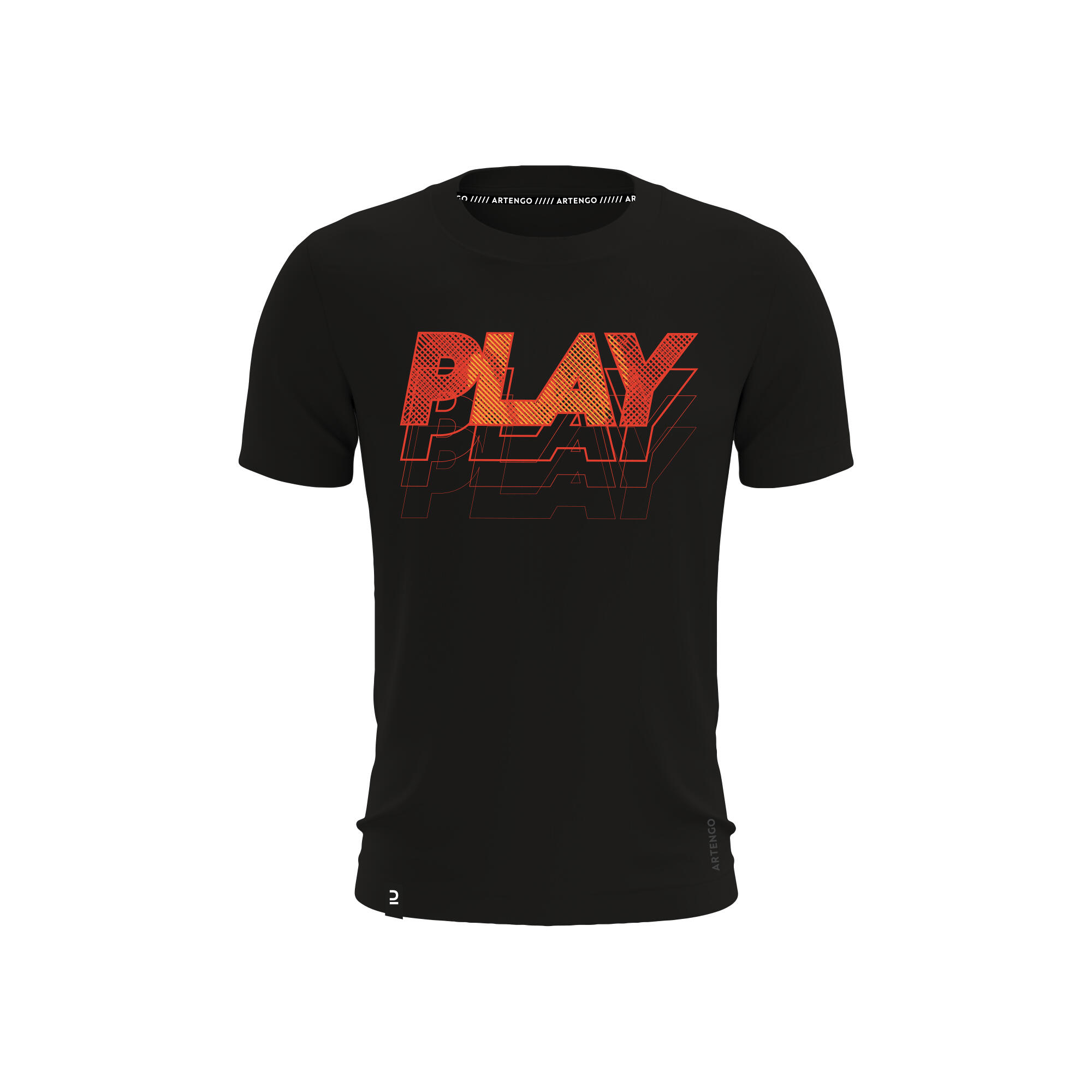 Men's Tennis T-Shirt Soft - Black Red 8/8
