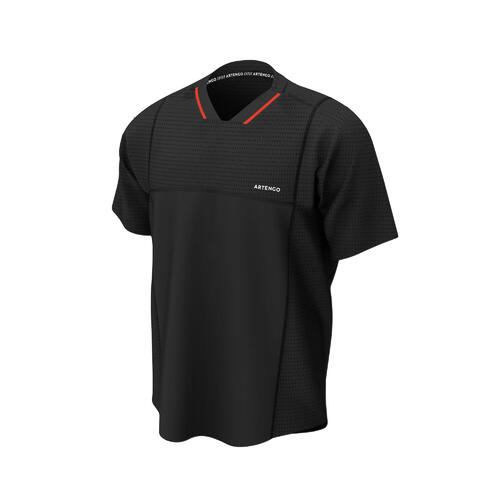 T-shirt tennis manches courtes Homme - TTS DRY Noir rouge