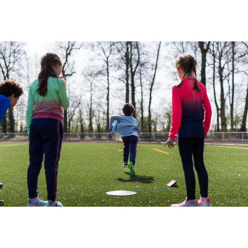 Pantalon de trening S500 educație fizică respirant albastru-roz fete  