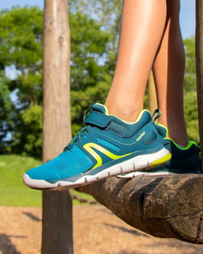 Sportschuhe Kinder Klettverschluss atmungsaktiv - PW540 blau/gelb