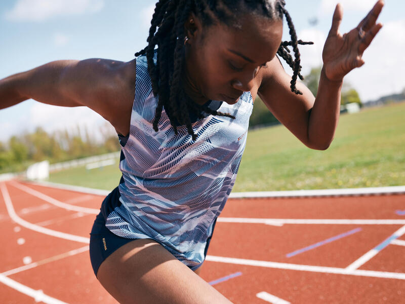 Damestop voor atletiek blauw/pastel mint