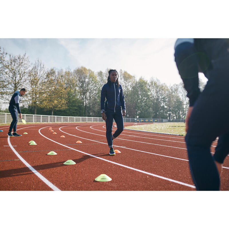 Warm atletiekjack voor dames marineblauw en lichtblauw