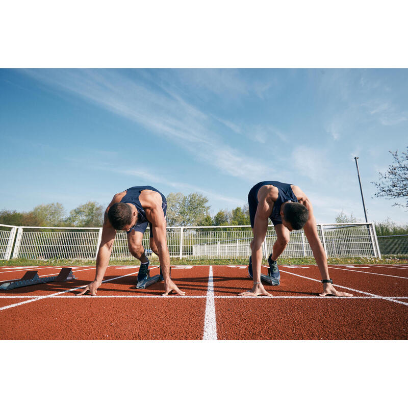 Laufshirt ärmellos Tank-Top Leichtathletik Herren blau