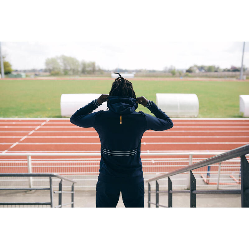 Warm atletiekjack voor dames marineblauw en lichtblauw