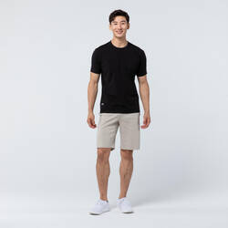 Men's Short-Sleeved Straight-Cut Crew Neck Cotton Fitness T-Shirt 540 - Black
