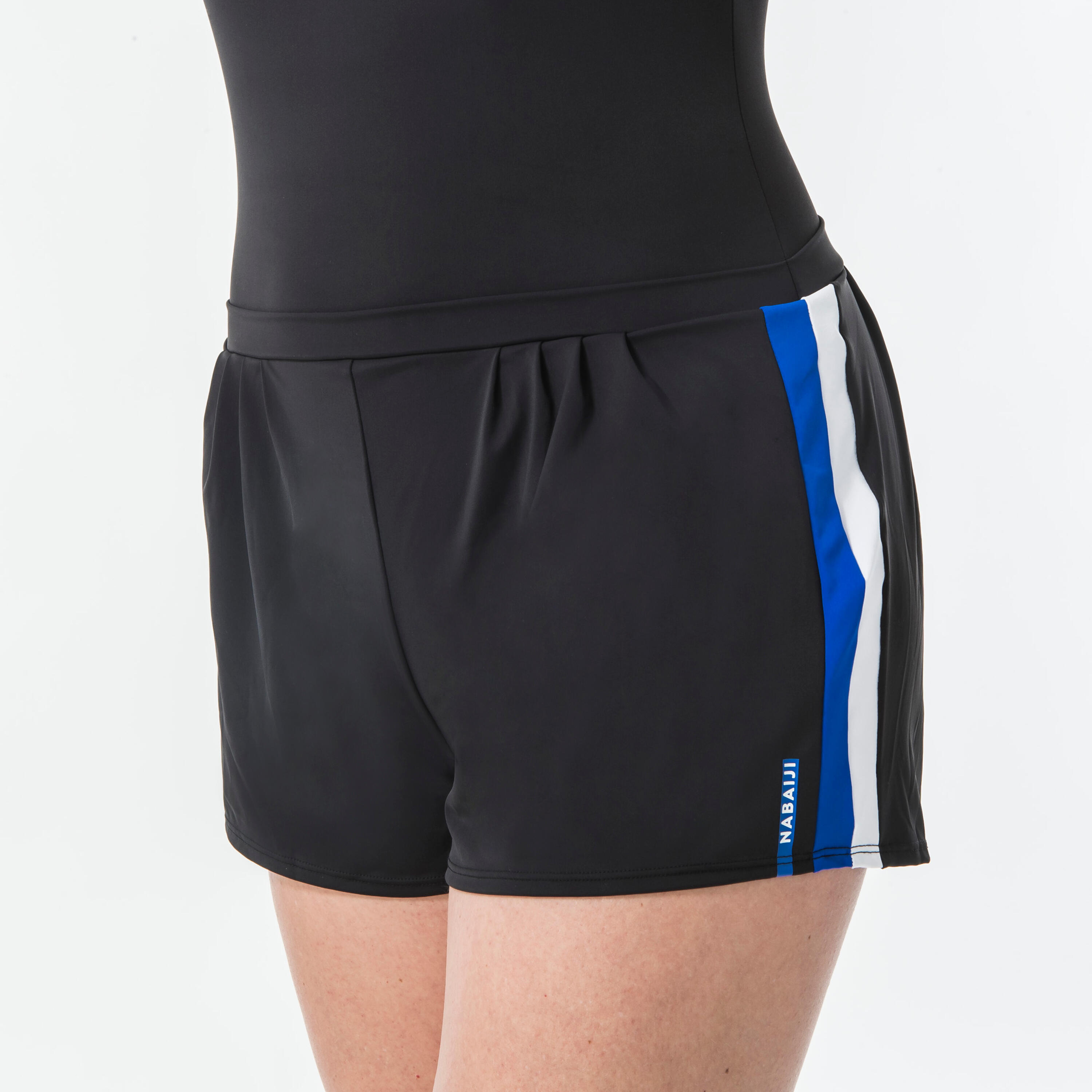Women's 1-piece loose Aquafitness short swimsuit Sofi Black Blue 5/7