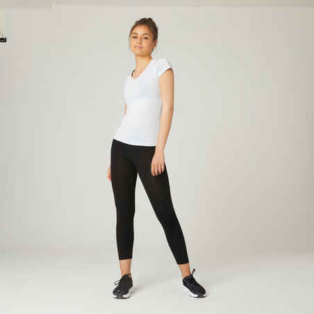 Mallas Leggings fitness 7/8 Fit+ 500 Mujer Domyos negro