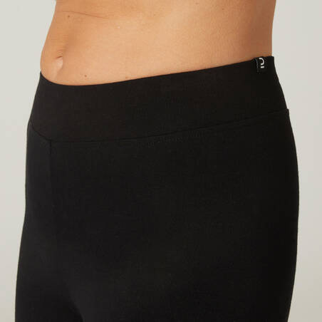 Women's Slim-Fit Fitness Cropped Bottoms 500 - Black