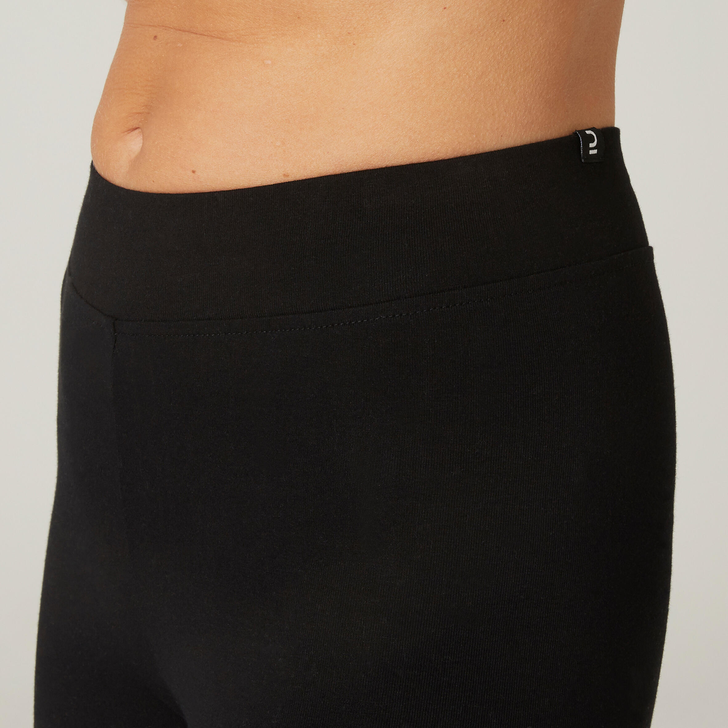 Women's Slim-Fit Fitness Cropped Bottoms 500 - Black 4/6