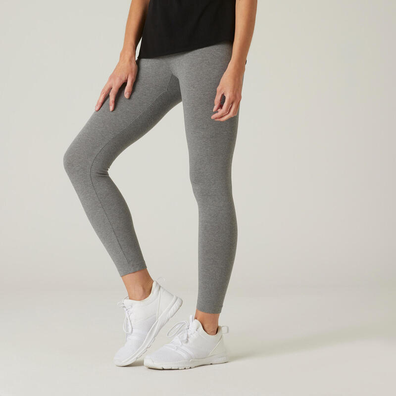 Leggings 7/8 de Fitness Mulher Fit+ 500 Cinza Mesclado