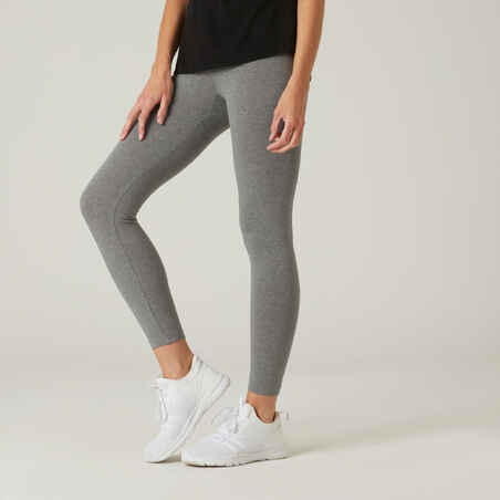 Women's Fitness 7/8 Leggings Fit+ 500 - Mottled Grey