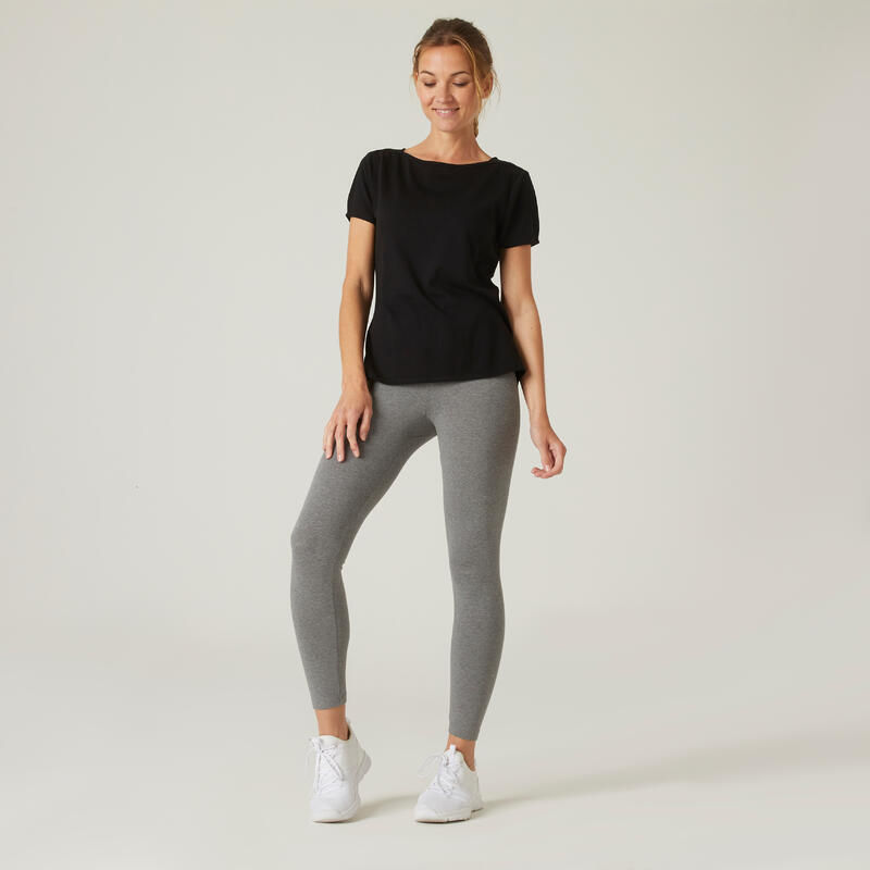 Mallas leggins mujer 7/8 Nyamba 500 gris jaspeado
