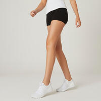 Short Fitness mujer algodón slim sin bolsillo - 500 negro 