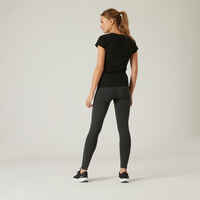 Women's Slim-Fit Salto Fitness Leggings 100 - Mottled Dark Grey
