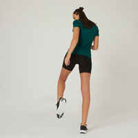 Shorts Radlerhose Slim 500 Fitness Baumwolle ohne Tasche Damen schwarz 