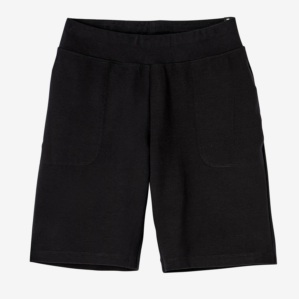 Short Coton Fitness Fit+ Coupe droite Noir