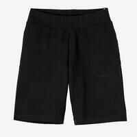 מכנסי ספורט קצרים מכותנה בגזרה ישרה לנשים Fit+ עם כיס - שחור