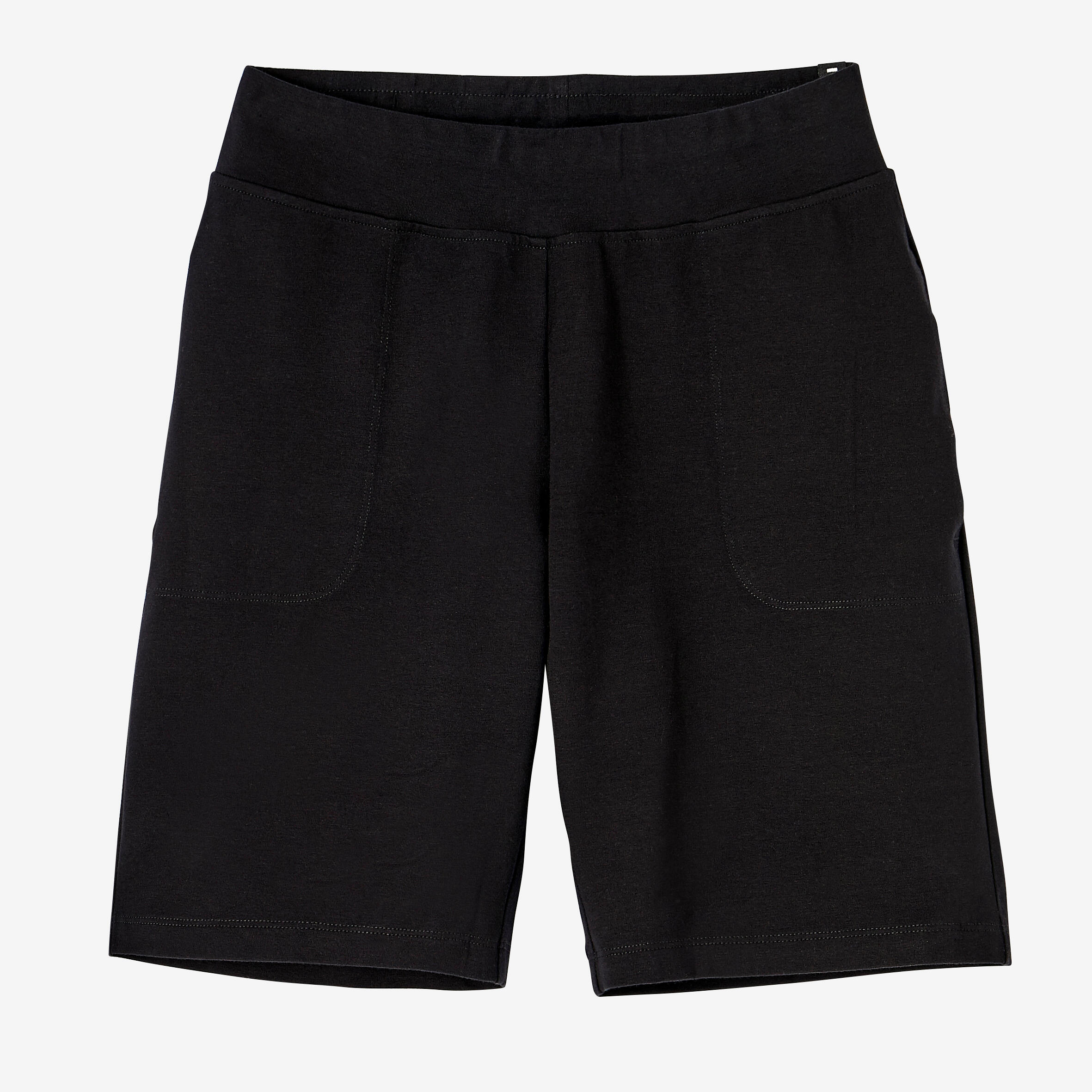 Short Fitness femme coton droit avec poche Fit noir Decathlon