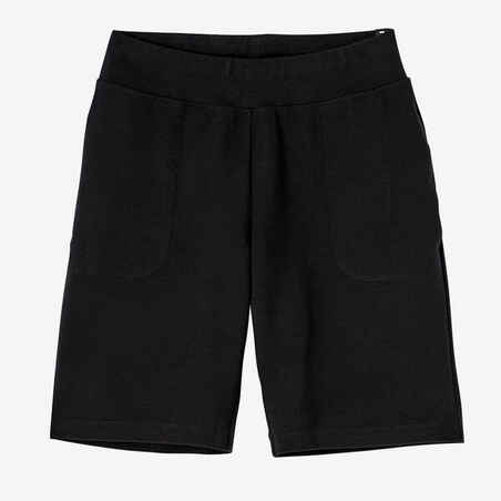 Women's Straight-Cut Fitness Shorts with Pockets 500 - Black