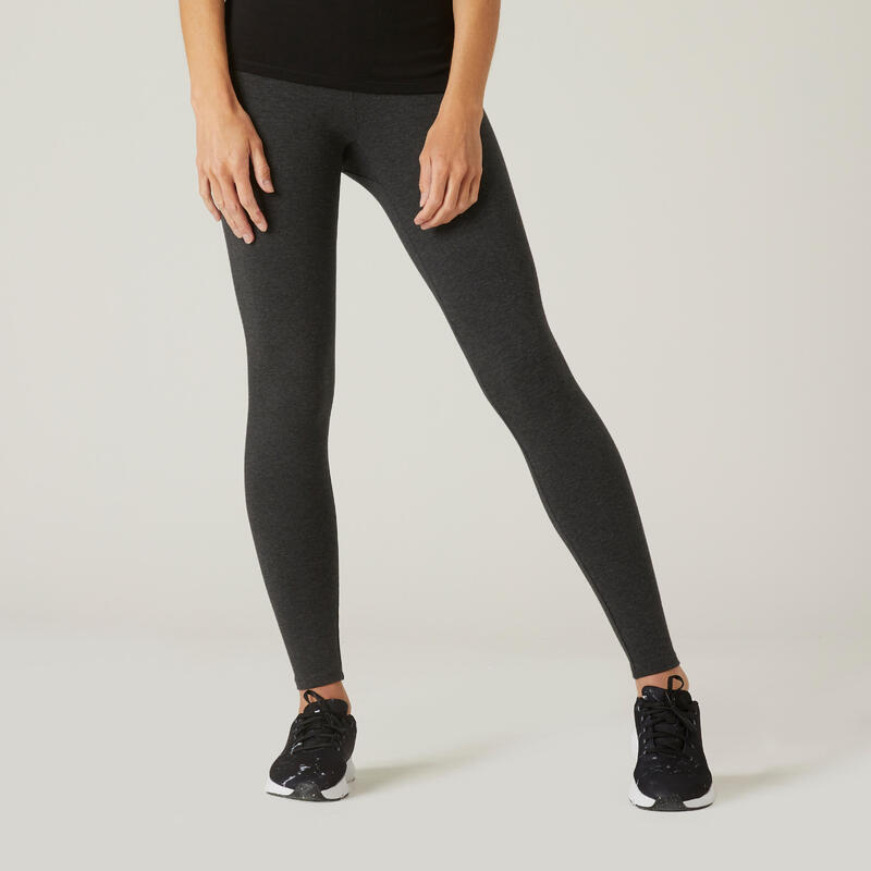 Legging fitness long coton extensible ceinture basse femme - Salto gris  foncé ch - Decathlon