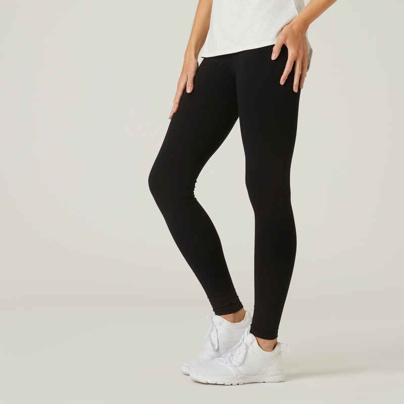 Women's Slim-Fit Salto Fitness Leggings 100 - Black