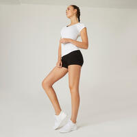 Short Fitness mujer algodón slim sin bolsillo - 500 negro 