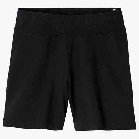 Shorts Slim 500 Fitness Baumwolle ohne Tasche Damen schwarz 