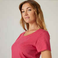 Women's Regular-Fit Fitness T-Shirt 500 Essentials - Mottled Pink