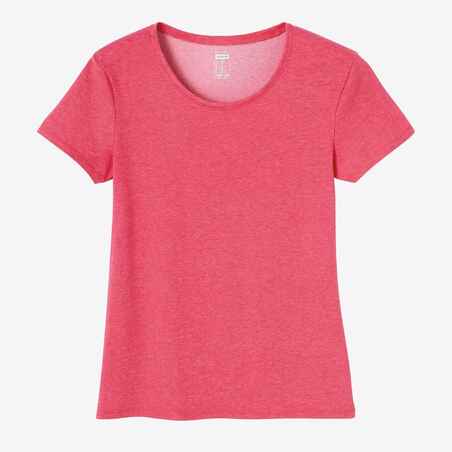 Women's Regular-Fit Fitness T-Shirt 500 Essentials - Mottled Pink