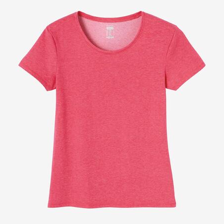 T-shirt regular fitness femme - 500 rose chiné