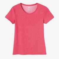T-Shirt Slim Fitness Baumwolle dehnbar Rundhals Damen rosameliert 