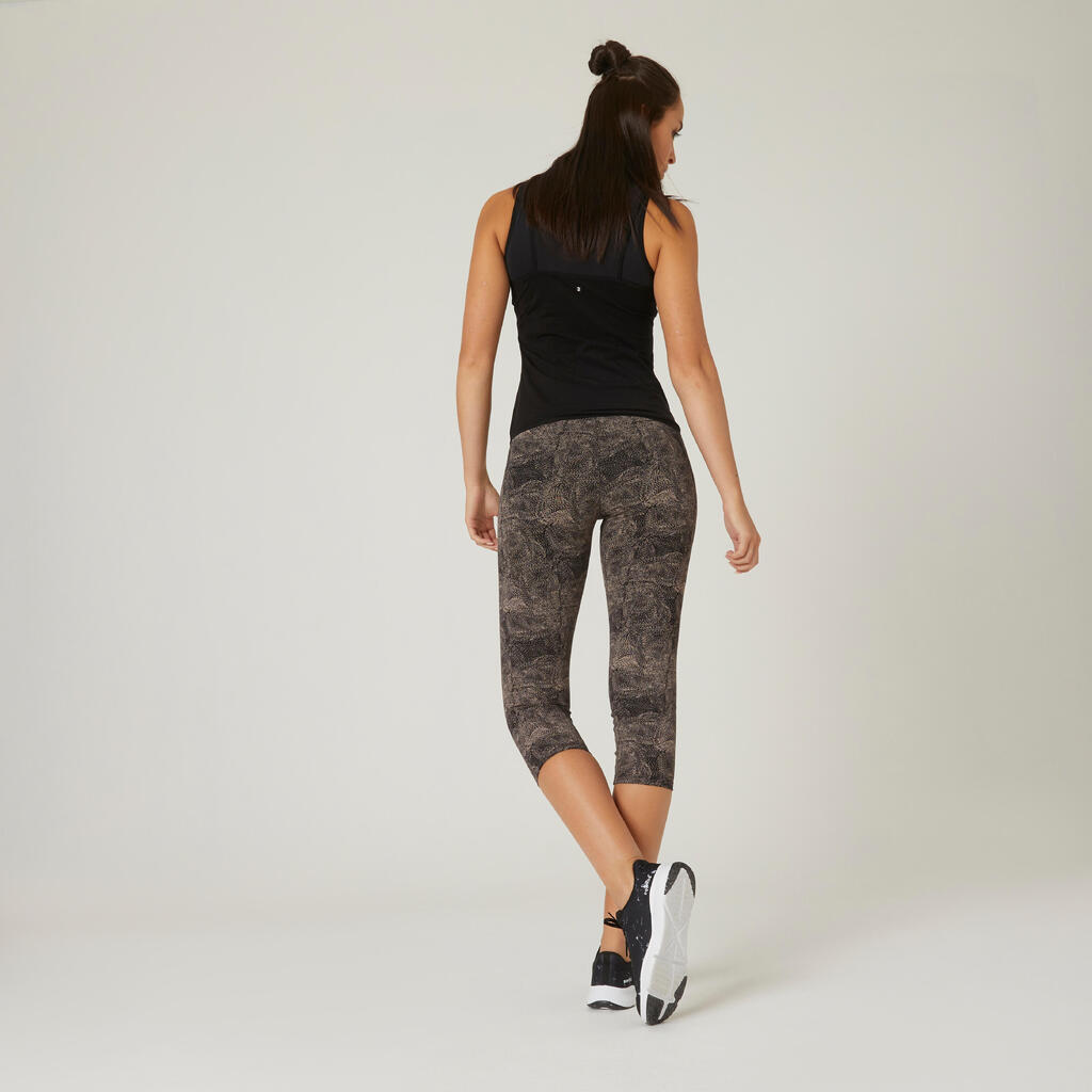 Shaping Fitness Cotton Capri Leggings - Grey Print