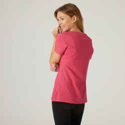 T-shirt regular fitness femme - 500 rose chiné