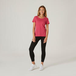 T-shirt regular fitness femme - 500 rose chiné