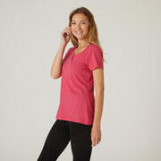 Women Cotton Blend Gym T-Shirt Regular-Fit 500 - Mottled Pink