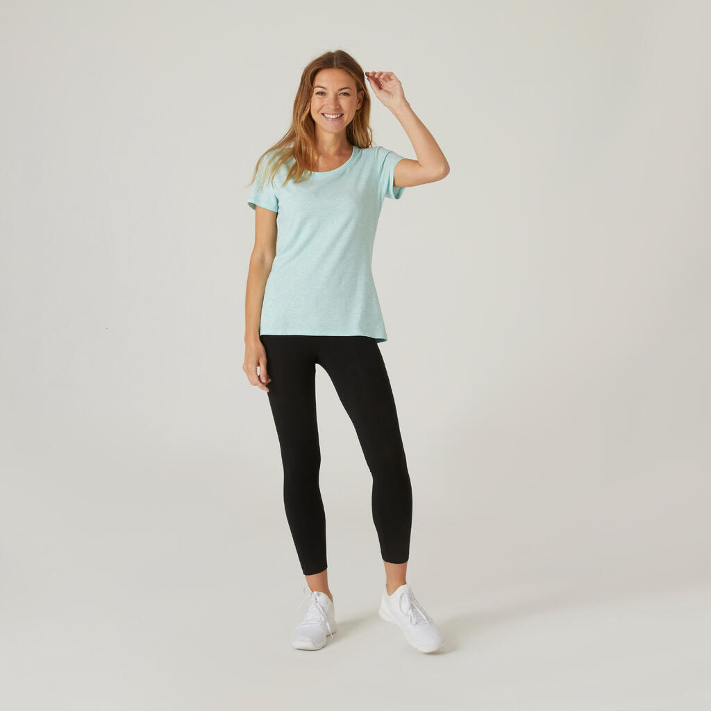 Stretchy Cotton Fitness T-Shirt - Light Mottled Blue